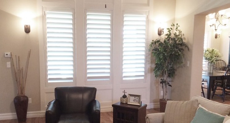 St. George living room white shutters